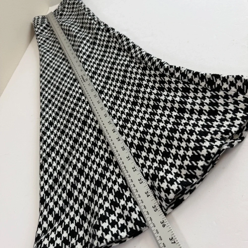 Houndstooth Skirt Black White A Line Midi Flare Preppy 14 Fall Classic Career